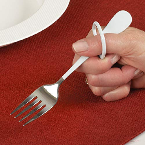 Maddak Ableware Stainless Steel Left-Hand Finger Loop Utensil Dinner Fork Vinyl Handle  746170007