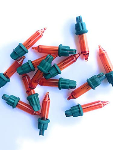 2.5 Volt Replacement Christmas Mini Lights - 100 Orange Light Bulbs - Green Base
