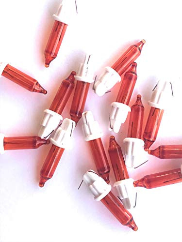2.5 Volt Replacement Mini Light Bulbs - 100 Orange Bulbs on White Bases - Christmas