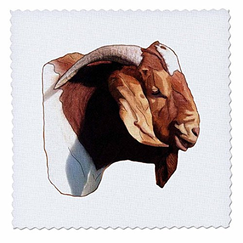 3dRose qs_1260_1 Boer Doe Goat Head Quilt Square 10 by 10-Inch