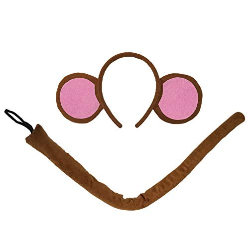 SeasonsTrading Monkey Ears Headband  and  22  Long Tail Costume Set  Pink  Party Kit