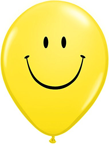 LA Balloons 85986"Smile Face" Qualatex Latex Balloons (50 Pack), 11", Yellow