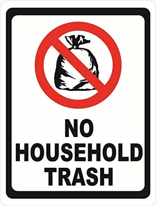 ZMKDLL No Household Trash Metal Sign Garbage  and  Dumpster Rules Refuse Cans 12 inchx8 inch
