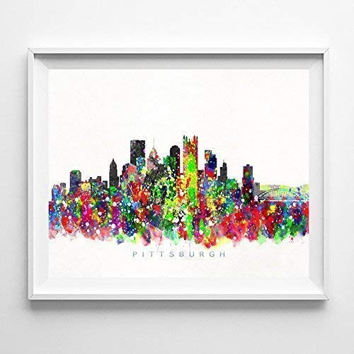 Pittsburgh Pennsylvania Watercolor Skyline Poster Cityscape Wall Art Print Home Decor Watercolour Artwork - Unframed