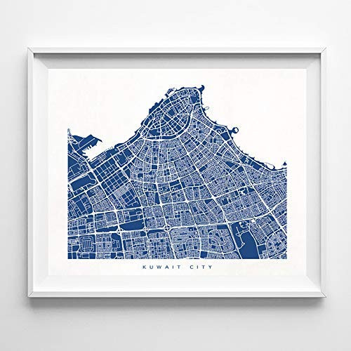 Kuwait City Kuwait Street Road Map Home Decor Poster Urban City Hometown Wall Art Print - 70 Color Options - Unframed