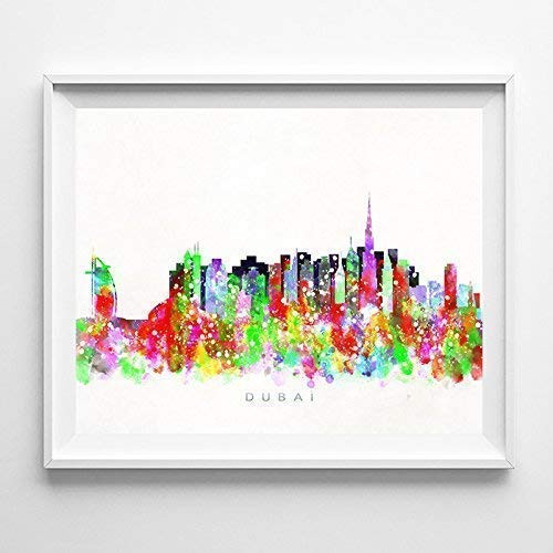 Dubai United Arab Emirates Watercolor Skyline Poster Cityscape Wall Art Print Home Decor Watercolour Artwork - Unframed Dubai United Arab Emirates Watercolor Skyline Poster Cityscape Wall Art Print Home Decor Watercolour Artwork - Unframed