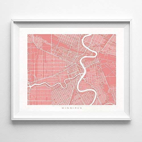 Winnipeg Canada Street Road Map Home Decor Poster Urban City Hometown Wall Art Print - 70 Color Options - Unframed