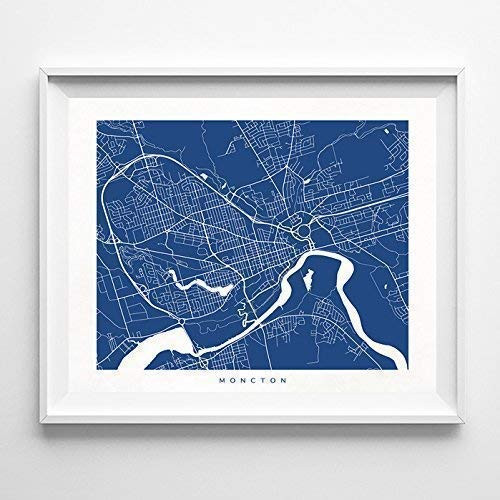Moncton Canada Street Road Map Home Decor Poster Urban City Hometown Wall Art Print - 70 Color Options - Unframed