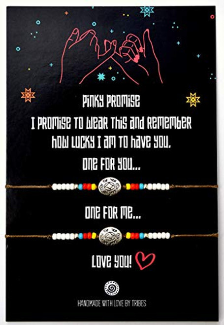 Pinky Promise Bracelets Long Distance Matching Friendship Best Friend Bracelets for 2 Gift for Sister Bestie BFF Mom Daughter Granddaughter Family Women and Teen Girls