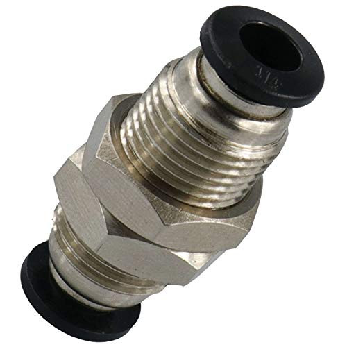 Utah Pneumatic Push to Connect Tube Fitting Bulkhead Union  1 4 inch Tube OD X 1 4 inch Tube OD  5 Pack