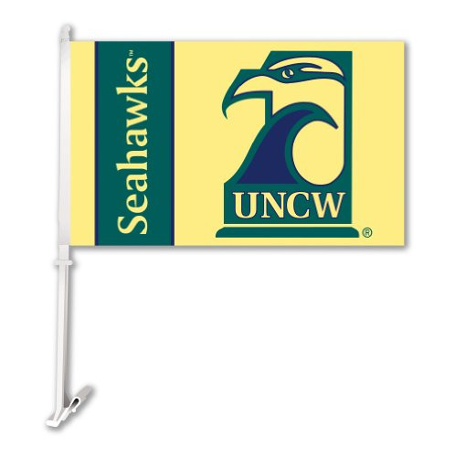 NCAA North Carolina Wilmington Car Flag with Free Wall Bracket