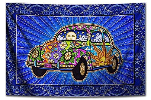 Peace Love Bug Car Tapestry Wall Hanging by Artist Dan Morris FREE Dan Morris Sticker Included Peace Love Bug Car Tapestry Wall Hanging by Artist Dan Morris FREE Dan Morris Sticker Included