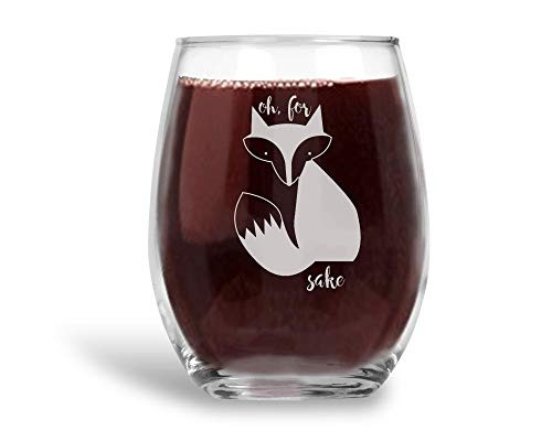 Oh for Fox Sake Laser Etched Stemless Wine Glass Gift for Women - 21 oz