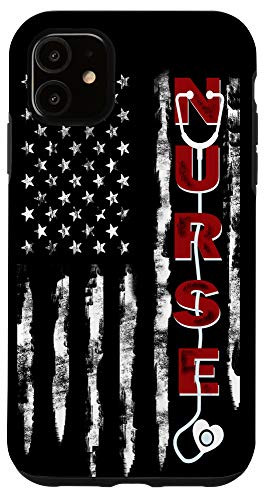 iPhone 11 Medical Nurse American Flag Vintage stethoscope healthcare Case