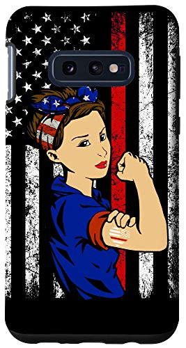 Galaxy S10e Patriotic American Flag Red Line Firefighter Wife Mom Gift Case