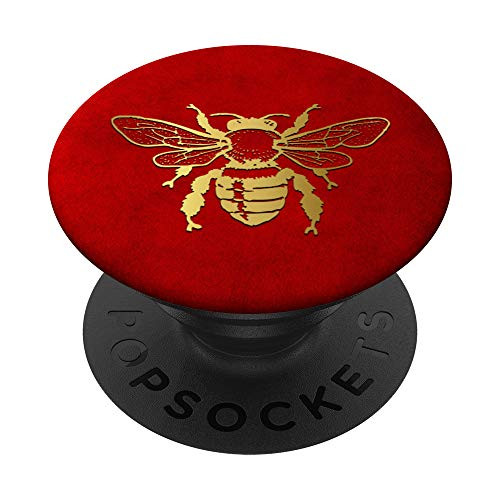 Golden Bee Honeybee On Vintage Red PopSockets PopGrip Swappable Grip for Phones and Tablets Golden Bee Honeybee On Vintage Red PopSockets PopGrip Swappable Grip for Phones and Tablets