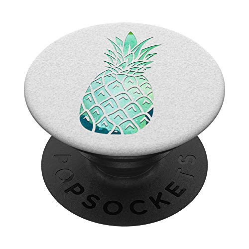 Green Watercolor Pineapple On a White PopSockets PopGrip Swappable Grip for Phones  and  Tablets