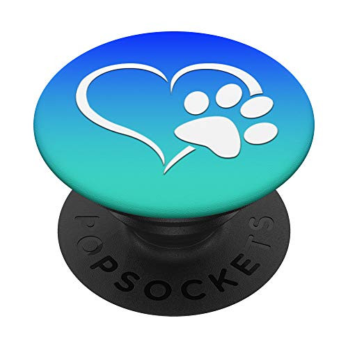 White Dog Paw Print Heart On Turquoise Teal Blue PopSockets PopGrip Swappable Grip for Phones and Tablets White Dog Paw Print Heart On Turquoise Teal Blue PopSockets PopGrip Swappable Grip for Phones and Tablets