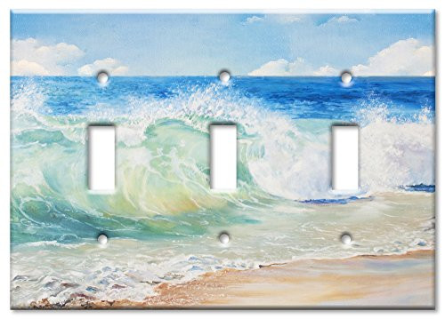 Art Plates Brand Triple Gang Toggle OVERSIZE Switch OVER SIZE Wall Plate - Beach Painting