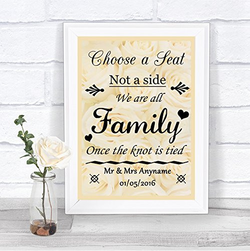 Roses Choose A Seat Not A Side Personalized Wedding Sign