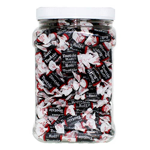 Tootsie Roll Midgees  Mini  Size 2LB - Original Individually Wrapped Tootsie Roll in 64 FL OZ Gift Ready Reusable Square Jar