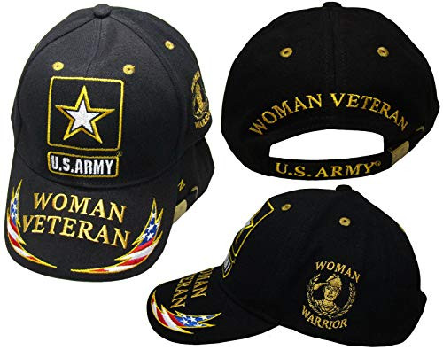 U.S. Army Star Woman Veteran Woman Warrior USA Lightning On Bill Black Cap Hat U.S. Army Star Woman Veteran Woman Warrior USA Lightning On Bill Black Cap Hat