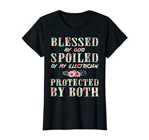 Womens Blessed By God Spoiled By My Electrician Wife Shirt Women