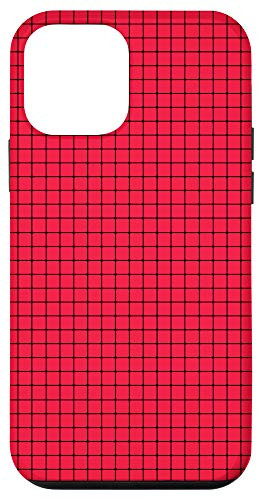 iPhone 12 mini Black and Red Grid Lines Simple Pattern Case
