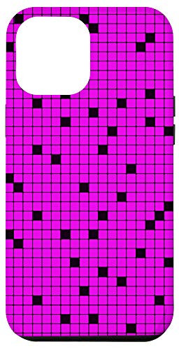 iPhone 12 Pro Max Black and Pink Checker Checkered Grid Lines Simple Pattern Case