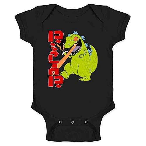 Pop Threads Cartoon Kaiju Funny Retro 90s Black 6M Infant Baby Boy Girl Bodysuit