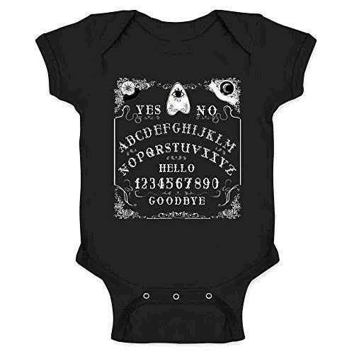 Pop Threads Ouija Board Seance Spirit Board Design Costume Black 6M Infant Baby Boy Girl Bodysuit
