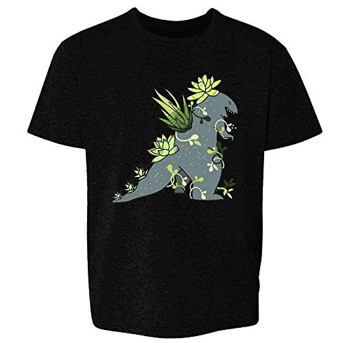 Pop Threads Plantzilla Succulent Kaiju Funny Monster Plants Black S Youth Kids Girl Boy T-Shirt