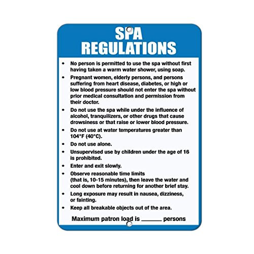 Warning Sign Spa Rules  and  Regulations Read  and  Follow Spa Rules for Safety Road Sign Business Sign 8X12 Inches Aluminum Metal Tin Sign