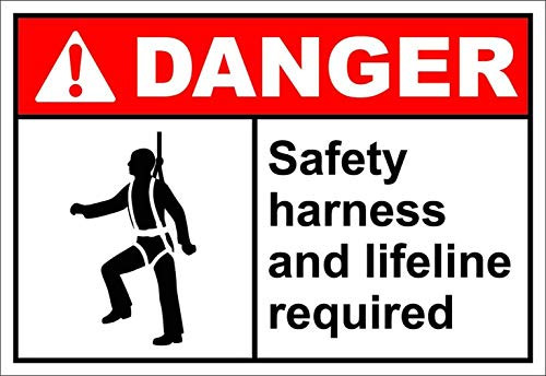 Warning Sign Safety Harness and Lifeline Required Danger Road Sign Business Sign 8X12 Inches Aluminum Metal Tin Sign