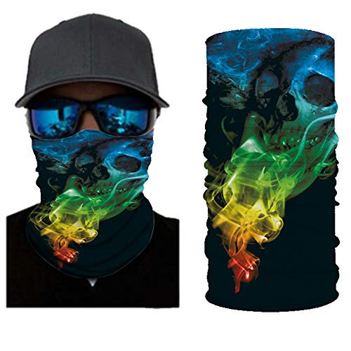 B-Well Seamless Rave Bandana Cool Skull Prnit Neck Gaiter Scarf Headwear Balaclava for Men Women Dust Wind Sun Protection