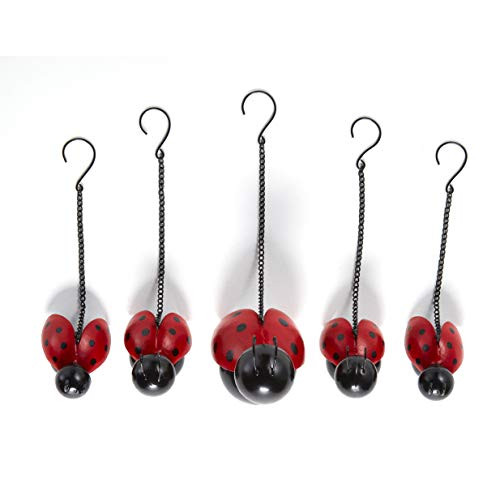 The Lakeside Collection Hanging Ladybugs Garden Decorations for Indoors or Outside - Set of 5