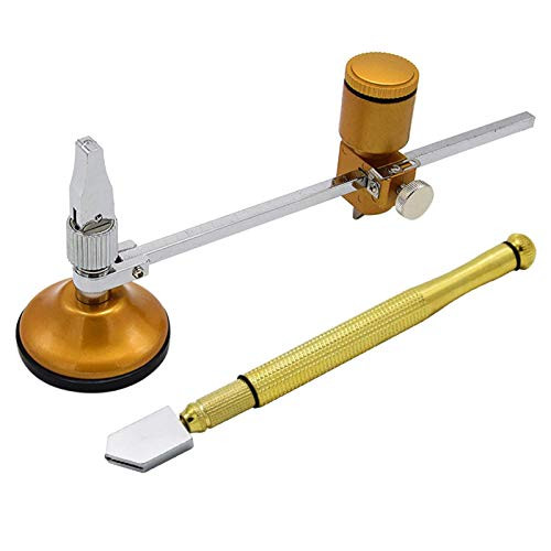 CALIDAKA Heavy Duty Circular Glass Cutter with Round Knob Handle and Suction Cup Adjustable Diamond Glass Cutter Tool Set360  Rotatable Alloy Cutter Head