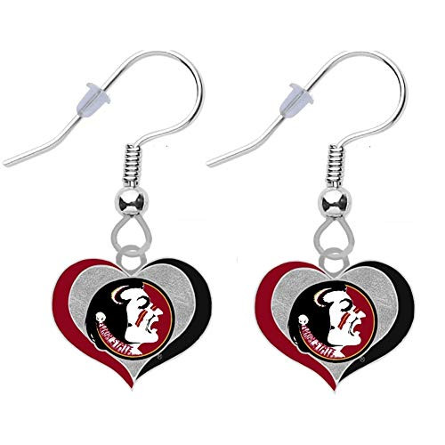 Florida State Swirl Heart Earrings Pierced