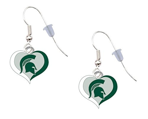 Michigan State University Swirl Heart Earrings Pierced