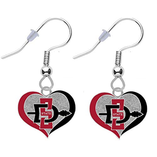 San Diego State University Swirl Heart Earrings Pierced