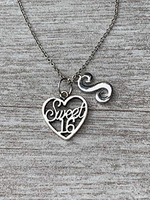 Personalized Sweet 16 Charm Birthday Necklace with Letter Custom Sweet Sixteen Jewelry Birthday Gift For Girls 16th Birthday Pendant