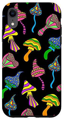 iPhone XR Psychedelic Mushroom Pattern   Magic Mushrooms Trippy Phone Case