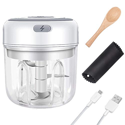 wonuu Electric Garlic Chopper 250ml Food Slicer  and  Chopper Portable Garlic Blender Powerful Mini Chopper Food Processor with USB Charging for Fruits Vegetables Garlic Onion Meat Chili