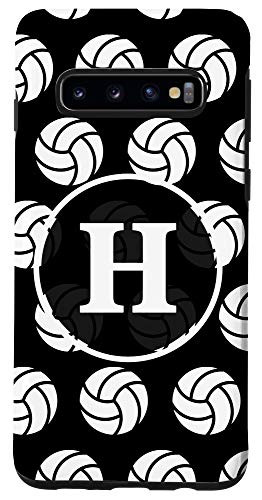 Galaxy S10 initial monogram white cute letter H volleyball players fan Case