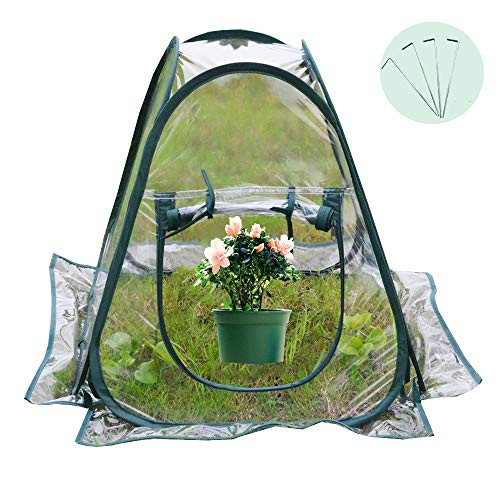 MI0512 Mini Pop up Greenhouse Small Indoor Outdoor Gardening Flowerpot Cover Backyard Flower Shelter Garden Sunbubble Greenhouse 28 x28 x31