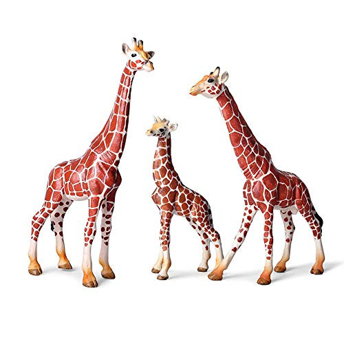 Realistic Giraffe Figurines with Cub Plastic Safari Animal Figures Family Playset Wildlife Animal Educational Toy Christmas Birthday Gift Great for Cake Topper School Project Model Collector