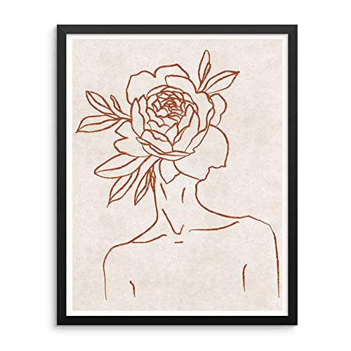 Sincerely Not One Line Wall Art Print Abstract Womans Body Shape with Flower Trendy Home Decor Poster 11 inchx14 inch UNFRAMED Minimalist Artwork for Living Room Bedroom Bathroom  Option 1