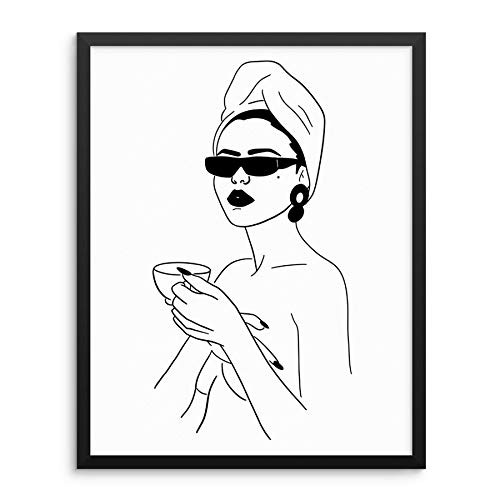 Sincerely Not Abstract Womans Body Shape Wall Decor Art Print Poster -11 inchx14 inch UNFRAMED- Modern One Line Minimalist Fashion Artwork for Bedroom Living Room Bathroom Home Office