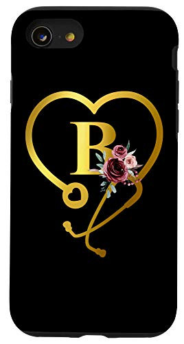 iPhone SE  2020    7   8 Personalized Gift for Nurse Doctor Initial Letter B Black Case