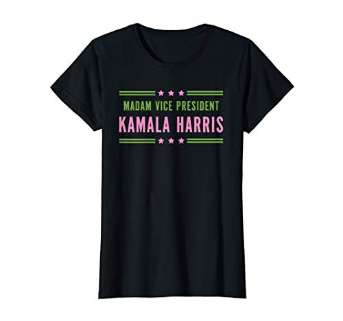 Womens Madam Vice President Kamala Harris Pink Green T-Shirt